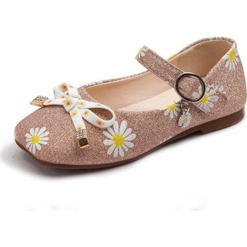 Flower Girl Shoes Fashion Bow Princess Dress Leather Shoes For Big Kids Black School Shoes Autumn New Children Shoes 3 -12 Year