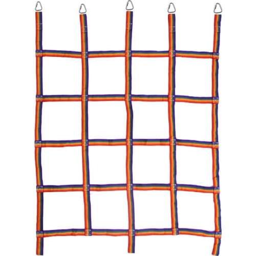 Outdoor Children Climbing Net Rainbow Ribbon Net Physical Training Ladder Climbing Net Playground Swing Step Child Hanging