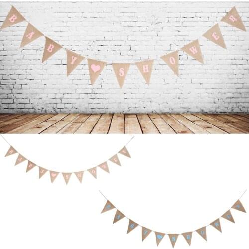 Vintage Hessian Jute Burlap Baby Shower Letters Hanging Banner Pennant Garland Hanging String Photo Prop