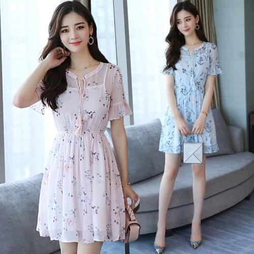 Vintage Summer Floral Chiffon Boho Dress 2021 Plus Size Elegant Women Club Midi Dresses Party Pink Korean Dress Beach Vestidos