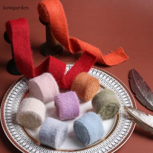 Kewgarden Knitted Plush Hair Satin Ribbons 1" 1.5" 25mm 38mm Handmade Tape DIY Hairbow Corsage Accessories Riband 10 Yards