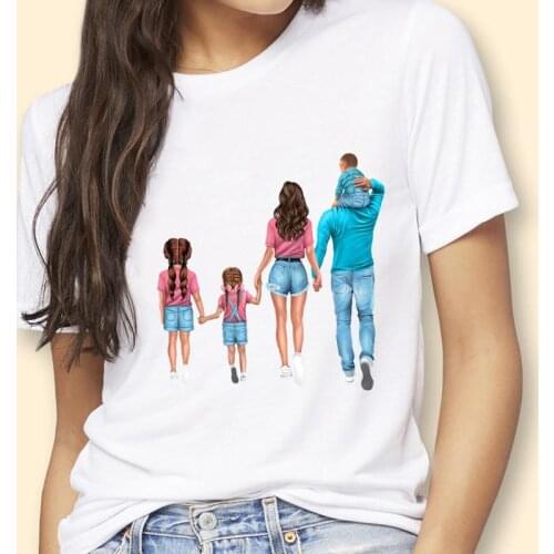 Women Daughter Family Mother Mom Mama Short Sleeve Fashion Graphic Tshirt T-Shirt Lady Cartoon Female Tops Tees Print Clothes