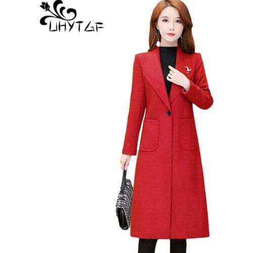 UHYTGF Womens Jacket High-End Double-Sided Woolen Autumn Winter Coat Female Fashion Slim Plus Size Outwear Elegant Clothes 1234