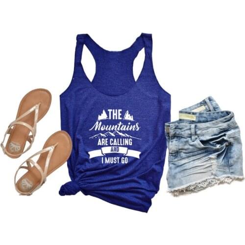Vest The Mountains are Calling and I Must Gog Tank Tops Funny Letter Racerback Slogan Graphic Women Sexy Sleeveless Vest shirts