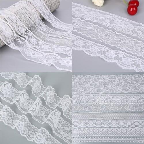 10 Yards High Quality Beautiful White Lace Ribbon Tape Lace Trim DIY Embroidered For Sewing Decoration african lace fabric