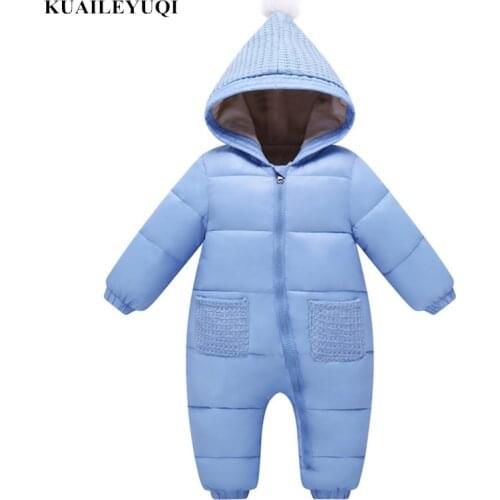 2020 Bodysuits infant snow Clothes Thickening Keep warm Cotton-padded Clothes Winter clothing Children hooded Hat Coat newborn