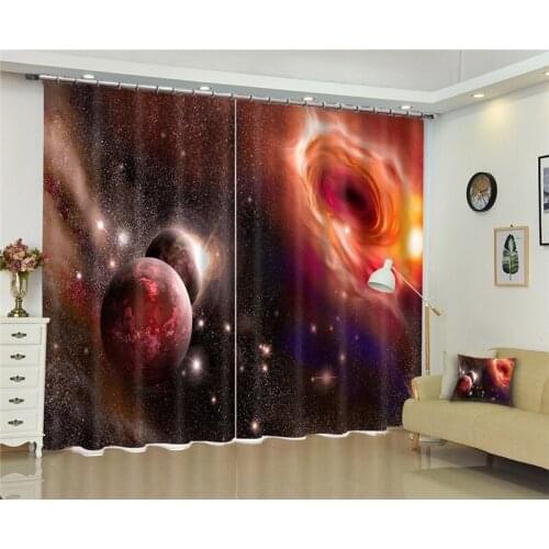 Outer space Window Blackout 3D Curtains set For Bed room Living room Office Hotel Home Wall Decorative Drape tapestry