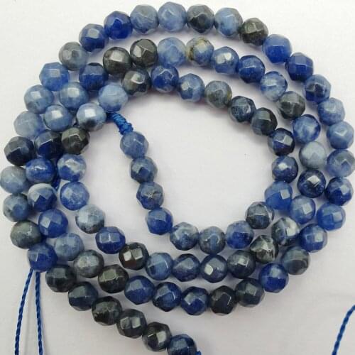 4MM Brazilian Sodalite Stone Faceted Loose Beads Strand 15 Inch Jewelry Making For Woman Gift A332