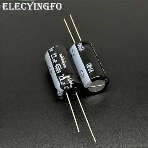 50pcs 22uF 450V22uf NICHICON VY Series 12.5x25mm Wide Temperature Range 450V22uF Aluminum Electrolytic Capacitor