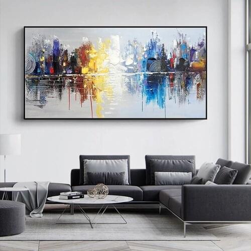 Abstract Graffiti Cityscape Canvas Painting Modern Posters and Prints Cuadros Wall Art Pictures for Living Room Home Decoration