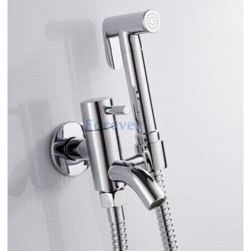 Solid Brass Chrome Handheld Bidet ,Toilet Portable Bidet Shower Set With Brass Bidet Faucet and 1.5m Hose BD210