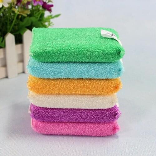 Household Double-sided Kitchen Cleaning Sponges Microfiber Washable Magic Sponge for Dishwashing Sponges Bathroom Accessories