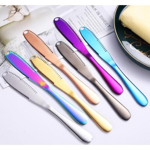 Butter Knife Colorful Stainless Steel Cheese Butter Cutter With Hole Multi-function Wipe Cream Bread Jam Knife Kitchen Gadgets
