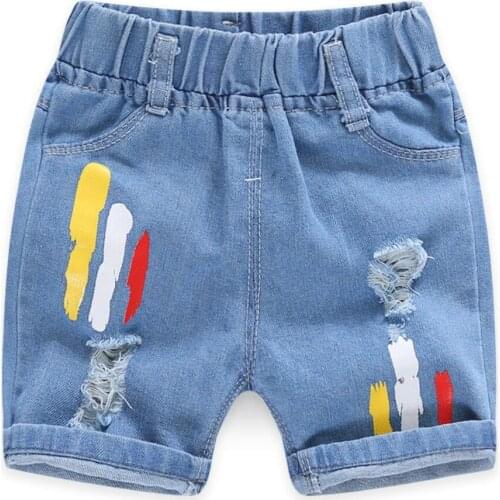 Children Boys Shorts Jeans Summer Cartoon Fashion Print Kids Boys Five-Point Trousers Baby Jeans 2 3 4 5 6 7 Years