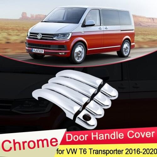 For Volkswagen VW T6 Transporter 2016 2017 2018 2019 2020 Chrome Door Handle Cover Trim Catch ABS Car Cap Stickers Accessories