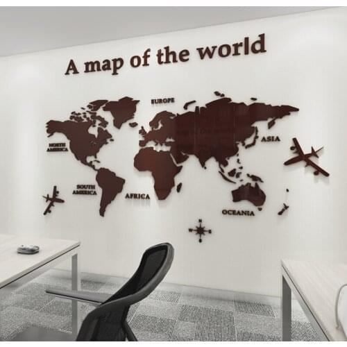European Version World Map Wall Stickers 3D Acrylic Decals Murals Office Culture Art Decoration DIY Wallpaper For Living Room
