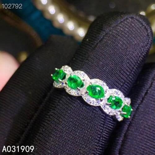 KJJEAXCMY boutique jewelry 925 sterling silver inlaid natural emerald gemstone female ring support detection classic