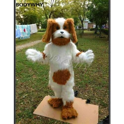 Brown White Dog Fursuit Furry Costume Mascot Costume Suit NEW Animal Fancy Dress Outfit Halloween Birthday Party Props