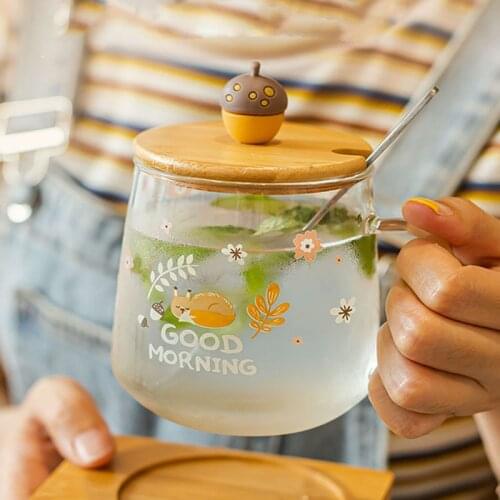 Squirrel Cup Double Glass Coffee Mug Cartoon Cute Squirrel Milk Juice Cup Home Office Cafe Tazas Best Gift For Festival