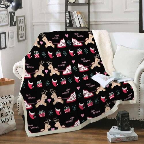 Cute Deer Throw Blanket Soft Sherpa Coral Fleece Blanket Winter Knee Blanket for Adult Sofa Blanket Outside Picnic Party Blanket