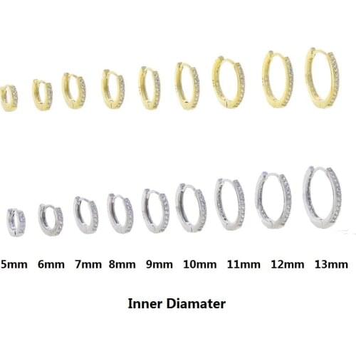 Minimal Delicate simple fashion round hoop earrings with bling clear tiny CZ paved for Women cute girl fashion jewelry wholesale