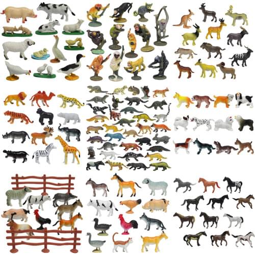 Simulation Animal Model Toy Wild Marine Animals Dinosaur Farm Insects Small Animal Action Figures Set Figurines Toys
