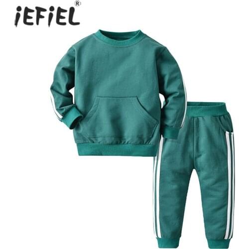 Fashion Spring Baby Kids Boys Girls Clothes Set Pullover Sweatshirt Top+Trousers Pants Infant Casual Tracksuit 2Pcs Outfits Suit