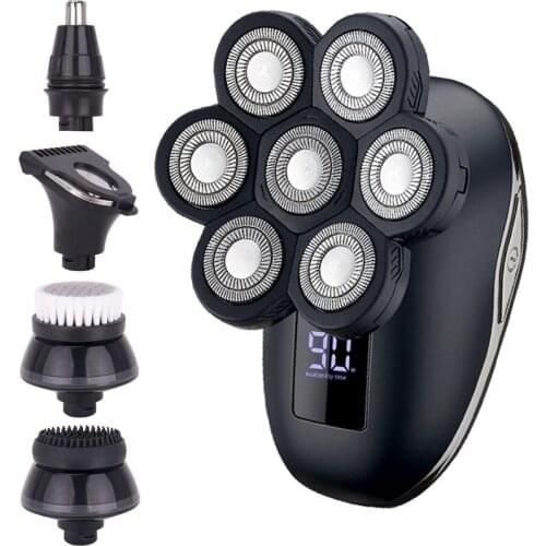 Multi Bald Electric Shaver for Men Grooming Kit Digital Display 7D Head Hair Trimmer Beard Razor Wet Dry Facial Shaving Machine