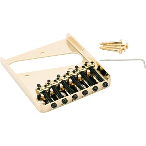 Musiclily Pro 54mm Tele Bridge Vintage 6 Barrel Saddles for Telecaster Style Electric Guitar, Gold