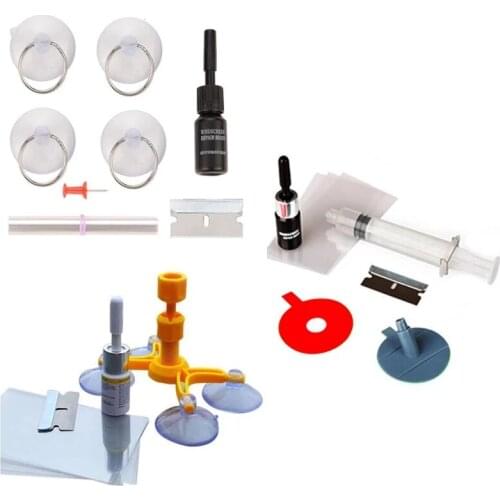 3 Type DIY Car Windshield Repair Kit, Resin for Auto Glass Windshield Crack Chip Scratch, Chips, Cracks, Bullls-Eyes and Stars