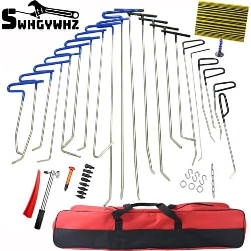 42pcs Car Dent Repair Rod Hook Kit Tool Push Rod Dent Removal Tool Hail Damage Remove Roof Dent Repair Rod Hook