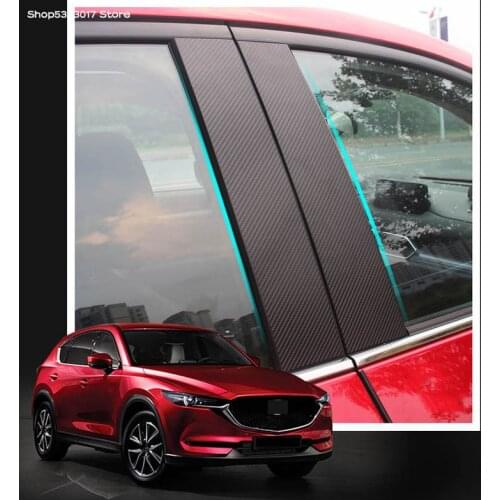 Car Middle Window Pillar Trim Cover Carbon Fiber / PVC Strips Column Decoration for Mazda CX5 CX-5 2017 2018 2019 2020 2021