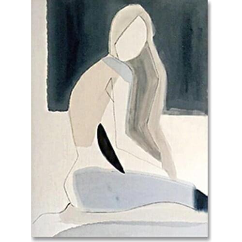 Real Handmade Black And White Sexy Nude Abstract Figure Oil Painting Wall Canvas Picture Art No Frame Christmas Artwork Panels