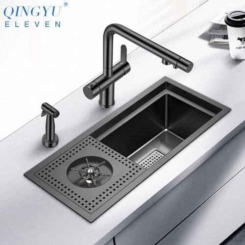 New Nanometer Cup Washer Bar Counter kitchen Sink 304 Stainless Steel 4mm Thickness Handmade Brushed Sink For Milk Tea Cafe Shop