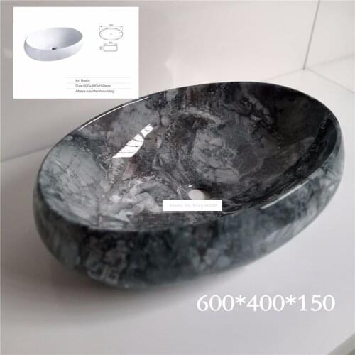 097 Retro Marble Vein Rectangle Ceramic Sink High Temperature Firing Hand Wash Sink Simple Hotel Above Counter Basin Bowl