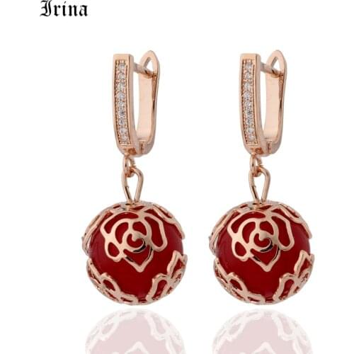 Irina Natural Stone Earrings Heart Pendant Drop Earring Pink Red Black Dangle Girls Women Party Wedding Jewelry