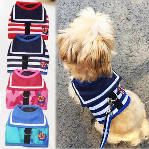 No Pull Dog Harness Breathable Navy Style Camo Leash Set for Small Medium Dogs Chihuahua York Puppy Collar Chest Strap Dog Leash