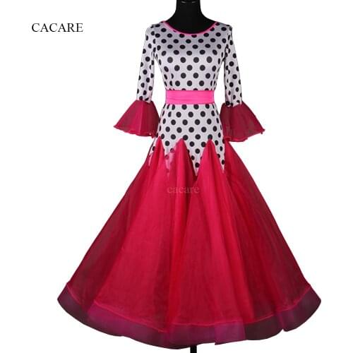 Standard Ballroom Dress Dance Competition Dresses Waltz Costume Latin Clothes Customize D0391 Flare Sleeve Sheer Hem
