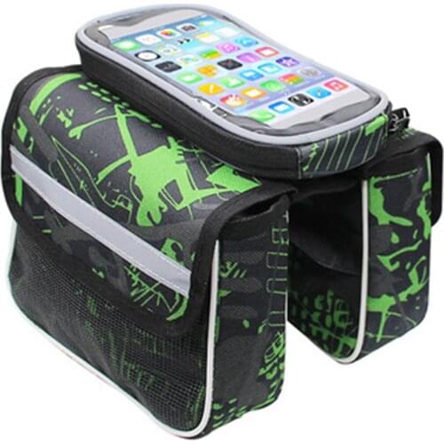 Bike Front Frame Bag 1L Bicycle Top Tube Double Pouch With TPU Touchscreen Phone Bag MTB Storage Bag For Cycling Bike Accessory