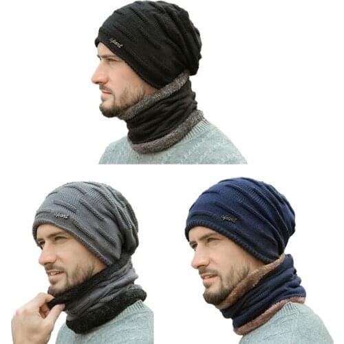 Warm Winter Hat High Quality Outdoor Sport Cycling Hats Men Outdoor Warm Scarf Cap Set Knitted Hat