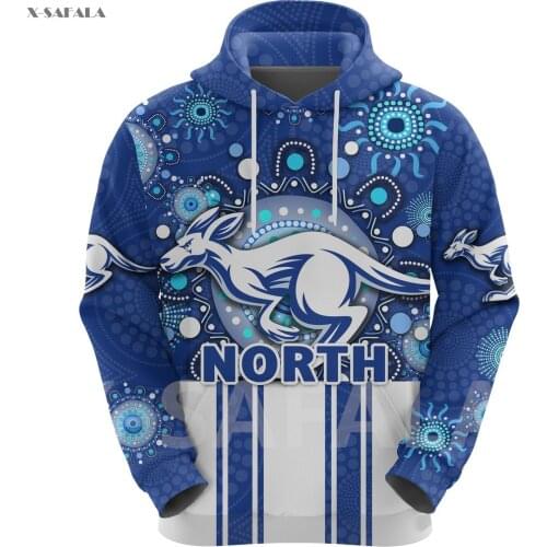 Melbourne Indigenous North Kangaroos 3D Printed Hoodie Man Women Harajuku Outwear Zipper Pullover Sweatshirt Casual Jacket