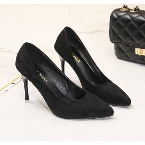 Fine with Single Shoes Black Elegant High Heels Plus Size Work Shoes Sexy Fashion Womens Shoes Career Office Shoes Pumps 43,44