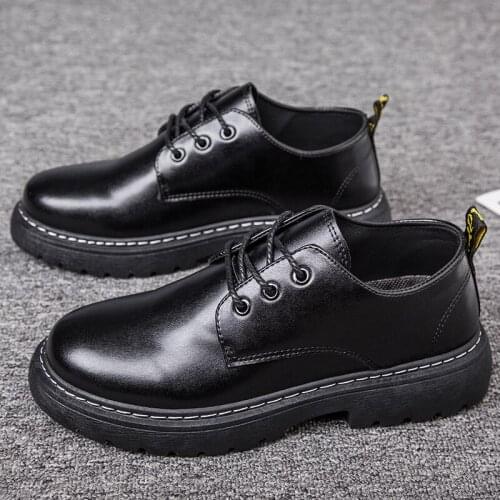 Spring Mens Shoes Casual Mens Leather Shoes Men Lace-up Genuine Leather Shoes Men British Wild Tide Leather Shoes Martin Shoes