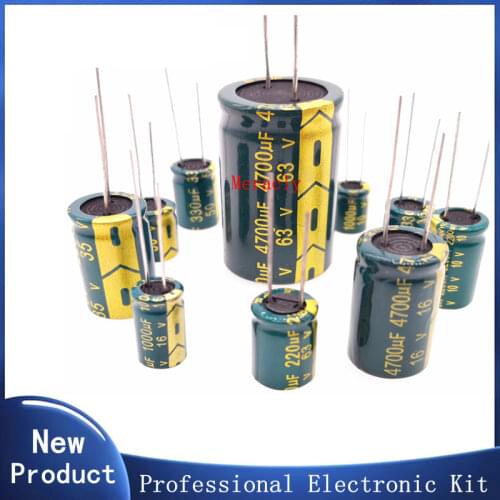 High Frequency Low Resistance Aluminium Capacitor 10V 16V 25V 35V 50V 63V 100V 400V 450V 100 220 330 1000 2200 3300 4700 6800UF