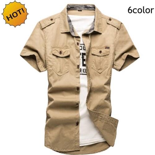 High quality 2020 Outdoors Cargo Cotton camisa masculina military uniform pocket erkek overalls Fertilizer increased Shirts 5XL