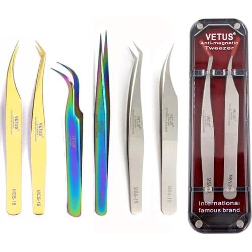 Vetus High Precision Eyebrow Tweezers Excellent Closure for 3D 6D Volumn Eyelashes Extension Makeup with Box
