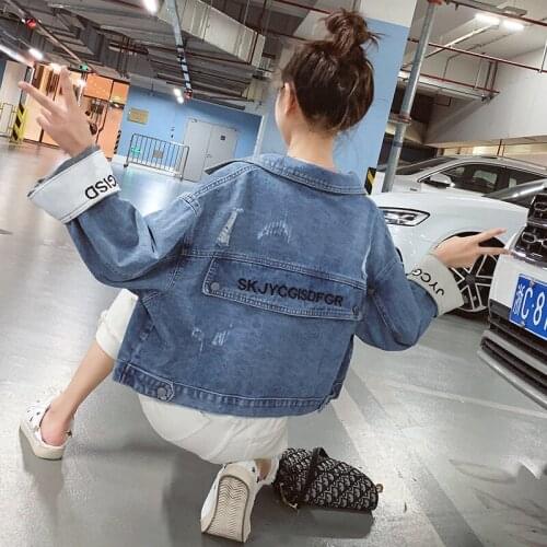 Autumn Spring Cotton Short Women Denim Jean Jacket Casual Loose Korean Vintage Boyfriend Crop Jeans Jackets Female Top Coat