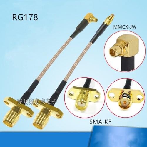 1pcs MMCX-JW inner needle to SMA-KF inner hole inner needle RF coaxial cable SMA-KF to MMCX extension cable RG178 15cm cable