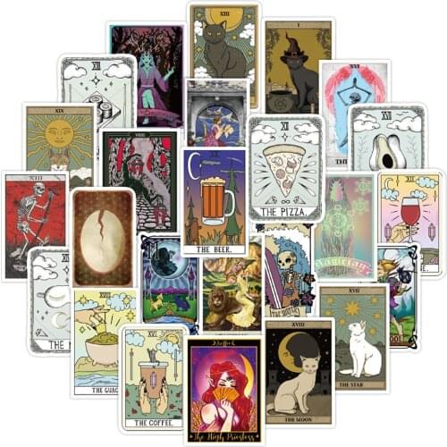 50PCS Divination Tarot Card Stickers Skateboard Fridge Guitar Laptop Motorcycle Travel Luggage Classic Toy Decal Sticker for Kid