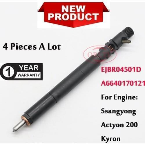 4PC Nozzle EJBR04501D Common Rail Injector A6640170021 Injection Auto Parts 4501d For SSANGYONG Kyron 2.0, Actyon 200 Euro 4